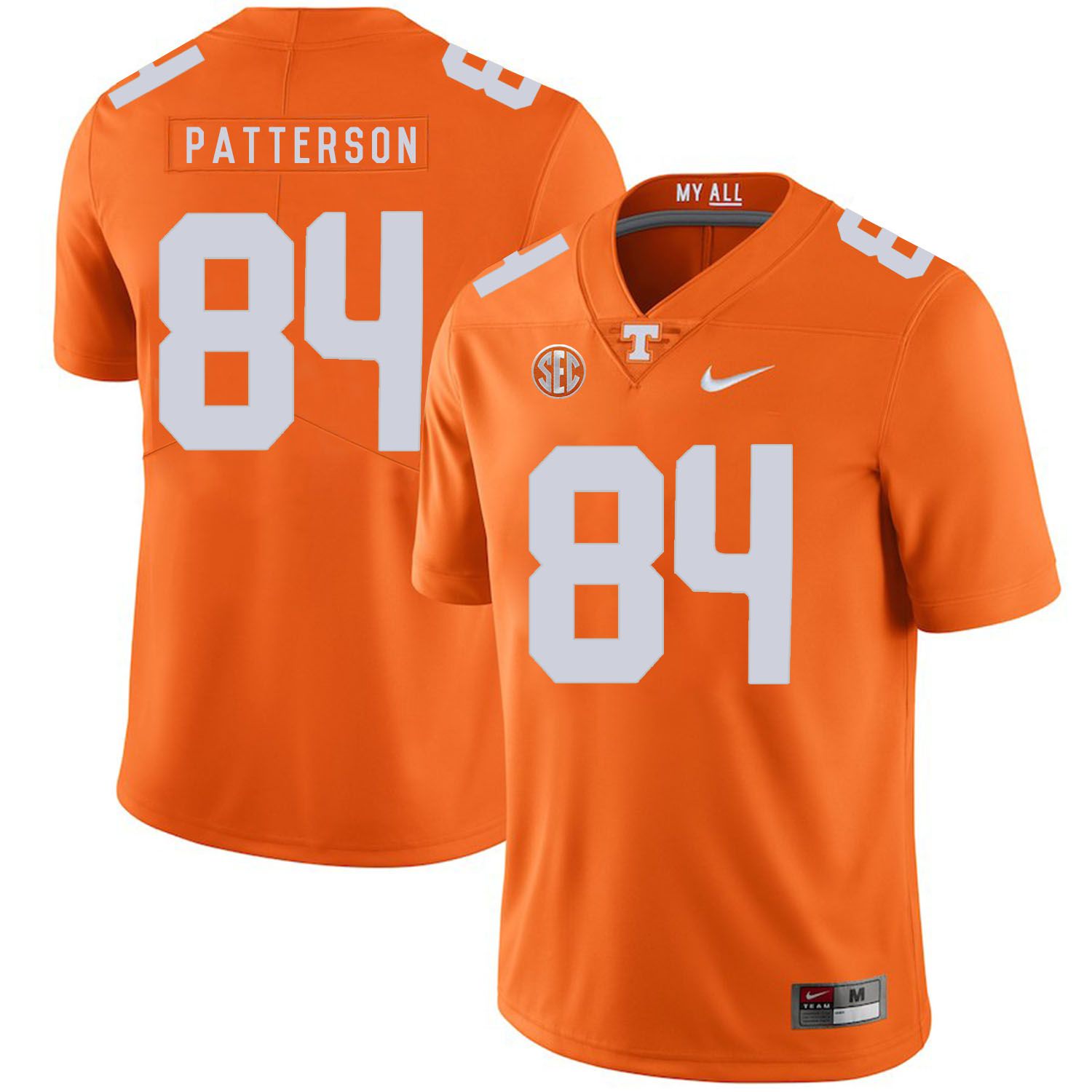 Men Tennessee Volunteers #84 Patterson Orange Customized NCAA Jerseys